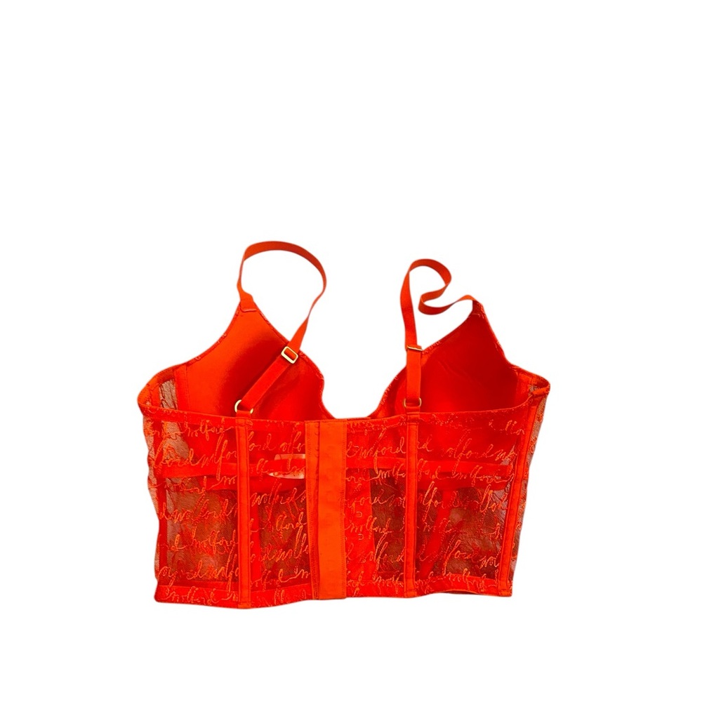 🚨𝐂𝐋𝐄𝐀𝐑𝐎𝐔𝐓 𝐒𝐀𝐋𝐄🚨 ❤️ 𝐖𝐎𝐋𝐅𝐎𝐑𝐃 Logo Obsession Script Lace Corset Bustier 34C 𝐍𝐖𝐓 - Picture 4 of 5